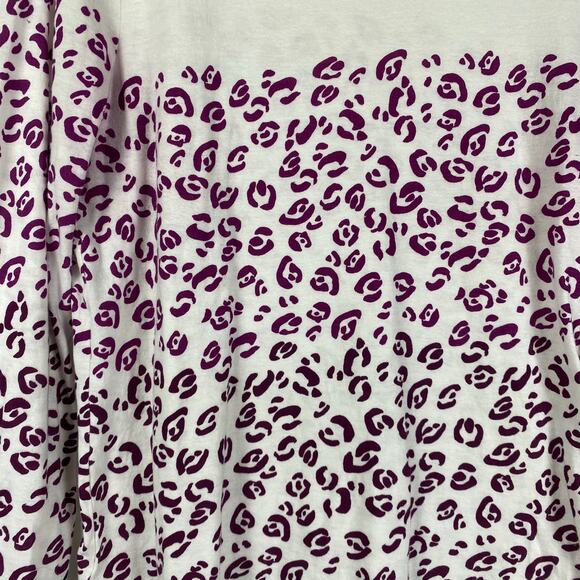 Loft Long Sleeve T-Shirt White Purple Ombre Leopard 100% Cotton Womens Sz Small - Picture 11 of 11